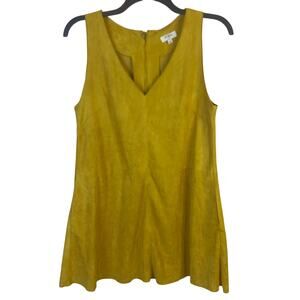 Umgee Faux‎ Suede Mini Dress Women's Small Mustard Yellow V Neck 90's Y2K Style